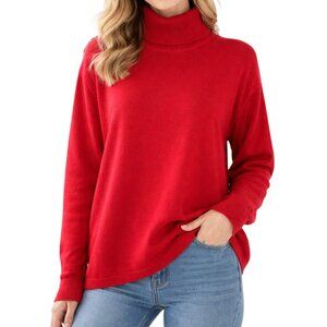 Vintage Red Turtleneck Long Sleeve Sweater Casual Corner Valentines Day Top